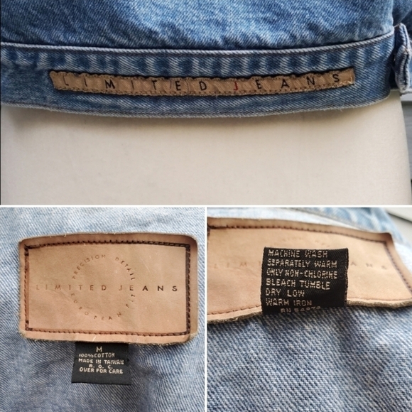 Vintage 90s y2k Limited Jeans Blue Jean Cotton Denim Classic Trucker Jacket Md - Picture 7 of 9